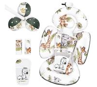 Sweetwavet Infant Insert Compatible with 4moms Mamaroo Swing and Infant Carseat, Including 3 Replacement Toys, Reversible Newborn Insert for Baby Swing, Stroller, Bouncer, Soft Fabric - Animals