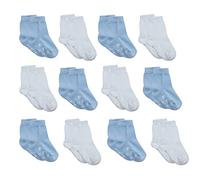 Sweety Bloom Baby Socks 12-24 Months Boys & Girls: Anti Slip, Cotton, 12 Pairs, White, Blue, Unisex