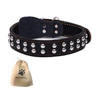 SweetyMooMoo Genuine Leather Dog Collar Best for Large and Extra Large Dogs (XL, Black)