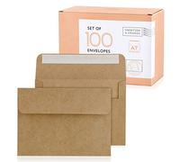 Sweetzer & Orange A7 Brown Self Seal Envelopes, 100 Pack, 5x7 Inches(True 5.25 x 7.25 in.), Kraft 150gsm, Blank Envelopes for Invitations, Wedding, and Mailing