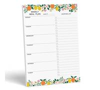 Sweetzer & Orange Fruity Weekly Meal Planner and Magnetic Notepad for Grocery List. 7x10" Meal Planning Block with Detachable Shopping List.