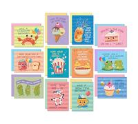 Sweetzer & Orange Funny Birthday Cards Bulk Set - 24 Punny Cards (12 Designs, 2 Each) with 24 Colorful Envelopes & Storage Box - Funny Messages - Cute Birthday Cards for Kids, Adults, Friends & Family