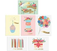 SWEETZER & ORANGE Gold Foil Bulk Birthday Cards Assortment - 24pc Bulk Happy Day flyers with Envelopes Box Set - Assorted Blank Birthday Cards for Women, Men, and Kids in a Boxed pack