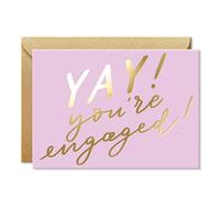 SWEETZER & ORANGE Luxury Engagement Card with Gold Foil - 5”x7” Thick Cardstock - Elegant Congratulations Card with Sturdy Gold Kraft Envelope & Sealing Sticker - with Sweet Interior Message
