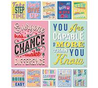 SWEETZER & ORANGE S&O Set of 12 Motivational Growth Mindset Posters for Teachers Students - Bedroom, Office Classroom Decor to Inspire Young Minds Laminated 11''x14''
