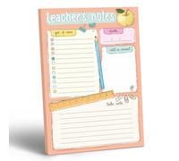 SWEETZER & ORANGE Teacher Planner Pad - Weekly Undated Lesson Planner for Teachers - 60 Tear-Off Sheets - 9” x 6” Compact Desk Notepad with Notes and Contact Section - Stylish Peach Border