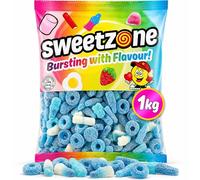 Sweetzone Blue Mix Sweets 1kg - Assorted Jelly Fizzy and Chewy Candy Selection with Bold Flavour Variety for Sharing and Snacking - Large Bulk Bag for Parties Events and Family Use