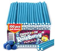 Sweetzone Blue Raspberry Pencils Tub, Pencil Sweets, 100 pc, Halal Sweet, Wine gums, American Gum, British Sweets, Sweet Pie, Licorice Liquorice Allsorts, Irresistible for Candy Lovers