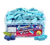 Sweetzone Blue Raspberry Slices 800g - 70pcs Tub of Sweets - Delicious Blue Raspberry Fruit Chews Sweets - Dive into Blue Sweets Bliss with this Halal Sweets Snack Gummies Perfect for Everyone