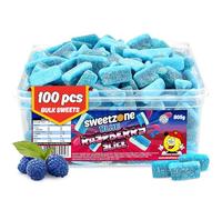 Sweetzone Blue Raspberry Slices 800g - 70pcs Tub of Sweets - Delicious Blue Raspberry Fruit Chews Sweets - Dive into Blue Sweets Bliss with this Halal Sweets Snack Gummies Perfect for Everyone
