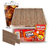 Sweetzone Cola Belts Sour Sweets Tub, Fizzy Halal Sweets Candy in Bulk, 1.1kg Tubs of Retro Pick and Mix, 100 Pcs of Colourful Gummy Strips, Chewy Fruity Treats for Everyone