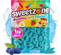 Sweetzone Fizzy Blue Raspberry Bottles 1kg | Fizzy blue raspberry bottle gummies, sour fruit chews, Halal bulk bag, party pick and mix, soft jelly sweets for sharing