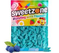 Sweetzone Fizzy Blue Raspberry Bottles Halal Sweets, 1kg bag, Blue Sweets Tub, Jelly Sweets, Fizzy Sweets, Tubs of Sweets for a Family Movie Night