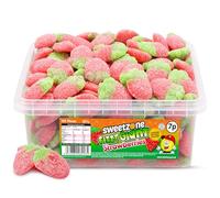 Sweetzone Fizzy Giant Strawberry Gummy Sweets 800g - 100pcs Tub of Sweets - Retro Sweets Gummy Strawberries - Halal Sweets, Bulk Sweets