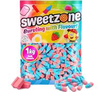 Sweetzone Fizzy Pink and Blue Bottles Halal Sweet Bags, Sweets in Bulk, Delicious Bubblegum Flavoured, Retro Sweet, Chewing Gum, Old Fashioned Sweets for Everyone, 1kg