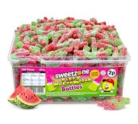 Sweetzone Fizzy Watermelon Bottles 805 g, 350 Pcs Sweets Tub, Halal Sweets, Sour Sweets, Gummy Candy, Jelly Sweets, Gummies Candy, Fizzy Sweets, Tubs of Sweets for Retro Sweets for Your Sweet Tooth
