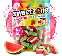 Sweetzone Fizzy Watermelon Slices 1kg | Fizzy watermelon slice gummies, Halal soft fruit chews, bulk 1kg bag, party pick and mix, sour candy for all