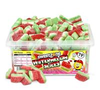 Sweetzone Fizzy Watermelon Slices Halal Chewy Sweets, Soft Fruity Gummies, Gummy Sweets, Sweet Sour Retro Bulk Sweet Box, Party Tubs, Watermelon Flavour Sweeties, 800g, For Kids, Candy Lovers
