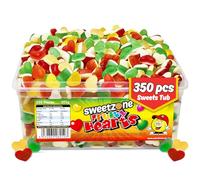Sweetzone Fruity Love Hearts Sweet Tub, Mixed-Fruit, Halal Sweets Tub, 350 pc, 805 g, Heart Sweets for Gummy Enthusiasts