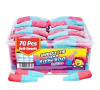 Sweetzone Giant Fizzy Pink and Blue Bottles 805g 70pcs of Tub of Sweets, Retro Sweet Box, Halal Sweet for Delightful Moments, Old Fashioned Tubs of Sweets for Everyone