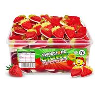 Sweetzone Giant Strawberry Gummy Sweets 800g - 100pcs Tub of Sweets - Retro Sweets Gummy Strawberries - Halal Sweets, Bulk Sweets