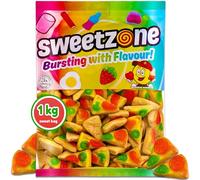 Sweetzone Gummy Pizza 1kg, Jelly Sweets Pick and Mix, Retro Sweet Hamper of Gummy Sweets, Chewy Sweet, Bulk Bags of Sweeties, Fruit gums, Fruit Jellies, and Halal Sweeties Bulk