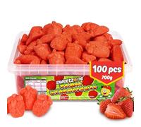 Sweetzone Jelly Foam Strawberry - Pink Sweets Tub, Halal Chewy Jellies, Bulk Pick n Mix Sweet Box, Fruity Jelly Fruits, 100 Pcs, 700g - Delicious Strawberry Treats for Kids, Any Occasion, and More