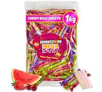 Sweetzone Mega Stix, 1kg Assorted Fruity Flavours Bag of Sweets - Enjoy the Burst of Real Fruit Juices with these Chewy Sweets Fruity Treats Sticks - Halal Candies, Perfect for Kids and Candy Lovers