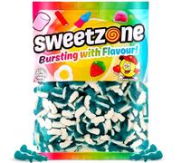 Sweetzone Mini Dolphin Sweets Fruit Jellies and Foam 1kg Bag, Irresistible Bursting Fruit Flavor - Blue Sweets with Delicious Jelly Fruits - Delightful Halal Sweets Snack for All Ages