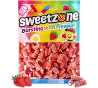 Sweetzone Mini Fizzy Strawberry Pencils 1kg Gummy Sweets, Retro Sweets Tub, Candy Sticks, Halal Sweets, Sweets Bulk, Sweet Cart, Gummy Sweets, American Candy, UK British Sweets for Sweet Enthusiasts