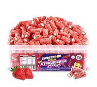 Sweetzone Mini Fizzy Strawberry Pencils, Retro Sweets Tub, Candy Sticks, 350 pc, 700g, Halal Sweets, Sweet Bulk, Sweet Cart, Gummy Candies, American Candy, UK British Candies