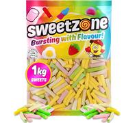 Sweetzone Rhubarb and Custard Pencils 1kg, Delicious Rhubarb and Custard Sweets, Sugar Sticks, Sweet Pencils in a Sweet Tub, Bulk Sweets, Perfect Box of Sweets for Pic n Mix and Sweeties for Kids