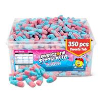 Sweetzone Small Fizzy Pink and Blue Bottles, Halal Retro Sweets, Bubblegum Flavoured Gummies, Tub, Sweet Box, Old Fashioned Tubs of Sweets for Sweet Lovers, Pick and Mix, 805g, 350 Pcs Tub