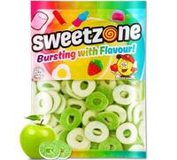 Sweetzone Sour Apple Rings - 1kg Bag of Sweets - Experience the Tartness and Juiciness of Apple Mixed with Tangy and Sour of Gummy Candy - Gummy Sweets and Jelly Sweets - Halal Sweets for Everyon