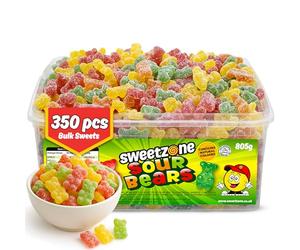 Sweetzone Sour Gummy Bears 805g 350pcs | Sour gummy bears, Halal fizzy soft sweets, bulk tub 350pcs, party pick and mix, tangy candy for kids adults