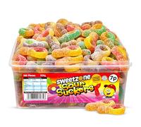 Sweetzone Sour Jelly Suckers 800 g, 100 Pcs Sweets Tub, Halal Sweets, Sour Sweets, Gummy Candy, Jelly Sweets, Gummies Candy, Fizzy Sweets, Tubs of Sweets for Retro Sweets for Your Sweet Tooth