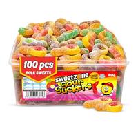Sweetzone Sour Jelly Suckers 800g 100pcs | Sour jelly sucker gummies, Halal fizzy fruit chews, bulk tub 100pcs, party pick and mix for kids and adults