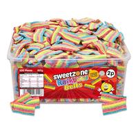 Sweetzone Sour Power Rainbow Belts 805 g, 350 Pcs Sweets Tub, Halal Sweets, Sour Sweets, Gummy Candy, Jelly Sweets, Gummies Candy, Fizzy Sweets, Tubs of Sweets for Retro Sweets for Your Sweet Tooth