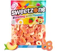 Sweetzone Sour Sweets Fizzy Peach Rings 1kg Sweet Box, Peach Rings, Sour Candy, Gummy Candy, Jelly Sweets, Bulk Sweets, Fizzy Sweets, Tubs of Sweets for Retro Sweets for Your Sweet Tooth