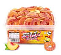 Sweetzone Sour Sweets Fizzy Peach Rings 800 g, 100 Pcs Sweet Box, Peach Rings, Sour Candy, Gummy Candy, Jelly Sweets, Bulk Sweets, Fizzy Sweets, Tubs of Sweets for Retro Sweets for Your Sweet Tooth