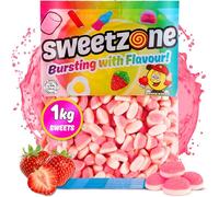 Sweetzone Strawberry Puffs Halal Sweets Tub 1kg Sweets Bulk Retro Sweets Jelly Sweets Wine Gums Sweet Box Bulk Sweets Candy for Sweet Bags Sweet Tub Delight Bulk Candy