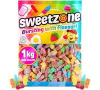 Sweetzone Tangy Mix Halal Sweets, 1KG Sweet Box, Jelly Sweets, Fizzy Sweets, Tubs of Sweets for Retro Sweets Lovers