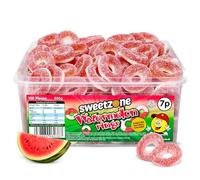 Sweetzone Watermelon Rings 800 g, 100 Pcs Sweet Box, Peach Rings, Watermelon Rings, Gummy Candy, Jelly Sweets, Gummies Candy, Fizzy Sweets, Tubs of Sweets for Retro Sweets for Your Sweet Tooth