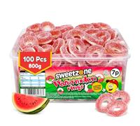 Sweetzone Watermelon Rings 800 g, 100 Pcs Sweet Box, Peach Rings, Watermelon Rings, Gummy Candy, Jelly Sweets, Gummies Candy, Fizzy Sweets, Tubs of Sweets for Retro Sweets for Your Sweet Tooth