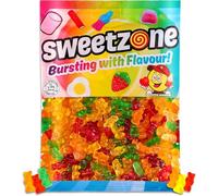 Sweetzonesweet Happy Bears 1kg x 1 - Halal, Vegan Gummy Bear Sweets - Fruit Chewies - Gelatine Free, Gluten Free, Dairy Free Party Bag for Sharing & Pick ‘n’ Mix with Welari Thank You Card | (1 Pack)