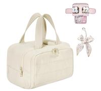 Sweevly Toiletry Bag, Puffy Multi-Functional 4-in-1 Bag, Travel Toiletry Handbag Lightweight Large Wide-Open Organiser for Traveling Essentials, Multi Compartments, Soft As Feathers (Beige)