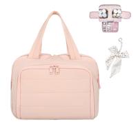 Sweevly Toiletry Bag, Puffy Multi-Functional 4-in-1 Bag, Travel Toiletry Handbag Lightweight Large Wide-Open Organiser for Traveling Essentials, Multi Compartments, Soft As Feathers (Pink)