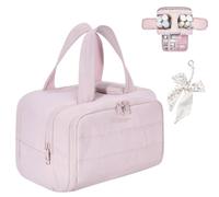 Sweevly Toiletry Bag, Puffy Multi-Functional 4-in-1 Bag, Travel Toiletry Handbag Lightweight Large Wide-Open Organiser for Traveling Essentials, Multi Compartments, Soft As Feathers (Light Pink)