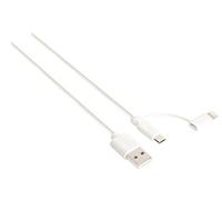 Sweex smca 0321 2 in 1 Charging and Data Cable, USB 2.0 A - Micro B Connection with Lightning Adapter 1 M White
