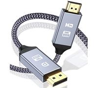 sweguard 4K DisplayPort to HDMI Cable 2M 2K @ 120Hz, 4K @ 30Hz Unidirectional DP to HDMI Connection Cable Braided DP Computer to HDMI Monitor Compatible with Lenovo, HP, Dell, AMD, NVIDIA